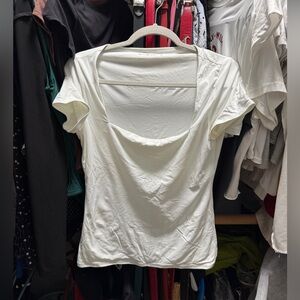 Abercrombie & Fitch— Square Neck White Short Sleeve Top